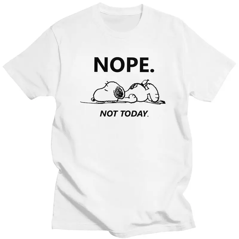 Snoopys Nope Not Today Tshirt Men Short Sleeves Leisure T Shirt Urban T-shirts Fitted Cotton Tee Merch