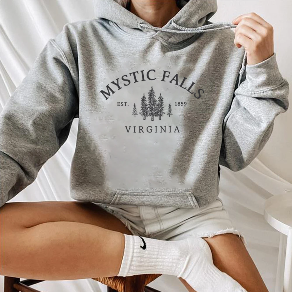 Mystic Falls Virginia felpa con cappuccio Salvatores camicia Unisex manica lunga girocollo pullover con cappuccio maglione Casual per i fan dei vampiri