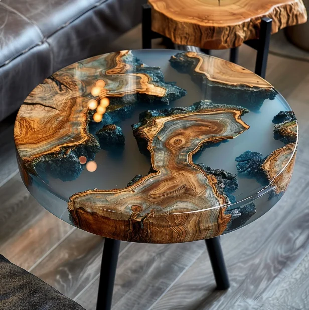 Kitchen Restaurant Factory Direct Sales Solid Walnut Cafe Coffee Epoxy Flat River Dining Table