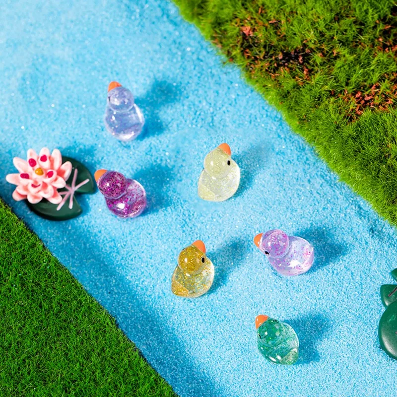 Micro Landscape Cute Glittering Pink Little Yellow Duck Doll Landscape DIY Decoration Hanging Accessories Mini Small Ornaments