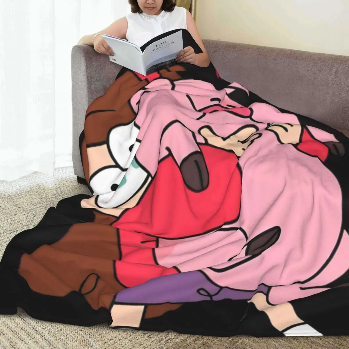 Mabel Funny Pig Gravity Falls Super Warm Blanket Airplane Travel Plush Throw Blanket Graphic Bedroom Flannel Bedspread Bed Cover