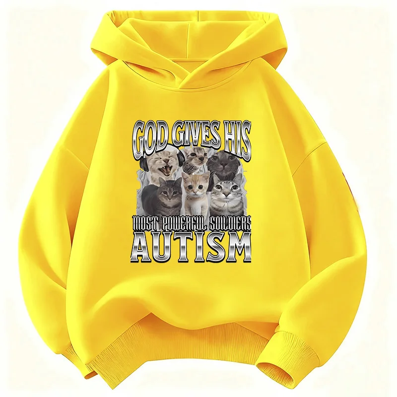 Autism Cat Hoodie Manga Kids Cat Children's Sweatshirt Cute Harajuku Hoody for Boys Girls Autumn Winter Casual Hoodies