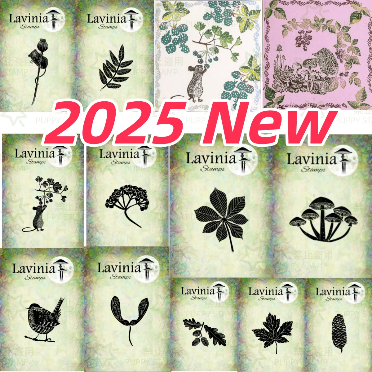 

2025 New Bird Mouse Cone Mushrooms Leaf Clear Stamps For DIY Decorating Scrapbook Paper Card Album Embossing Craft Template