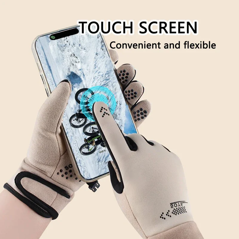Casal inverno luvas quentes, tela sensível ao toque à prova de vento esportes pesca condução motocicleta esqui antiderrapante luvas de ciclismo quentes