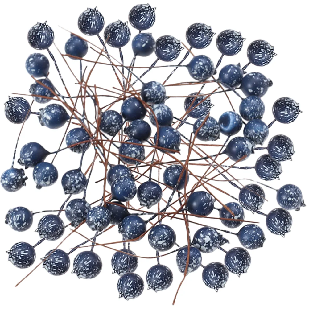 100 Pcs Fake Fruit Simulation Blueberry Decoration Berries Branch Artificial Stem