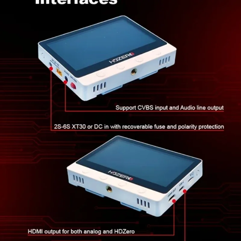 Monitor HDZero 4,3 cala 2-6S XT30 obsługuje wejście CVBS i wyjście linii audio Odpowiednie do akcesoriów do dronów FPV