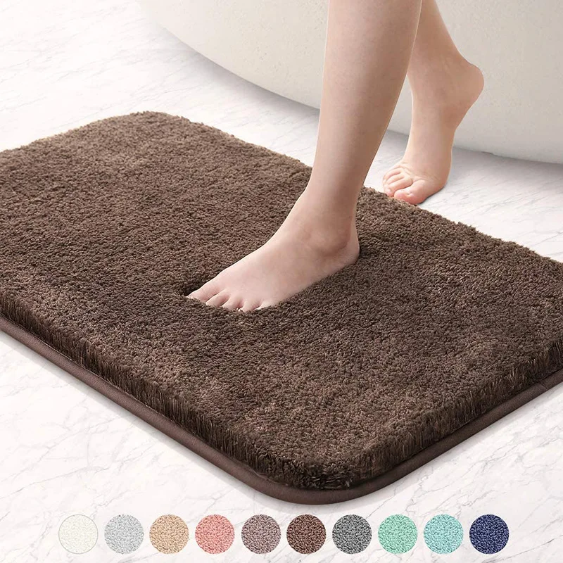 10 Colors Thickened Bath Mats Long Fluffy Bathroom Rugs Non-slip Absorbent Entrance Mats for Bedroom Warm and Moisture-proof