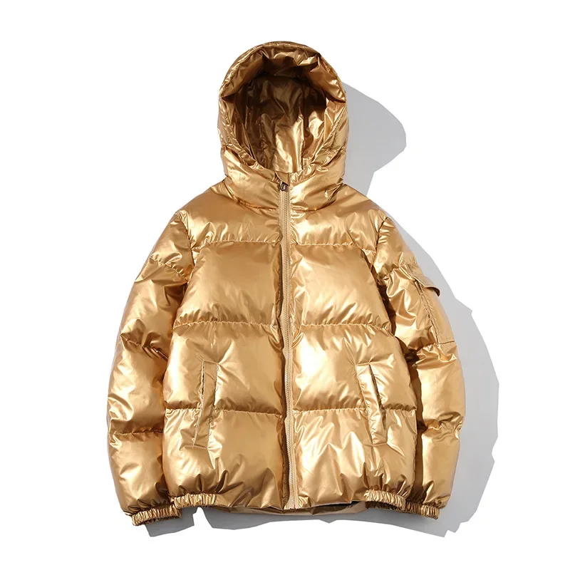 Women\'s Down Jacket Winter Glossy Silver/Black/Gold/Blue Plus Size 5XL Hooded Parka Outwear Down Padded Coats