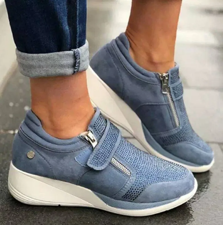 

Autumn New Wedge Heel Plus Size Fashionable Women's Shoes Solid Color Breathable Low Cut Casual Women's Shoes zapatos de mujer