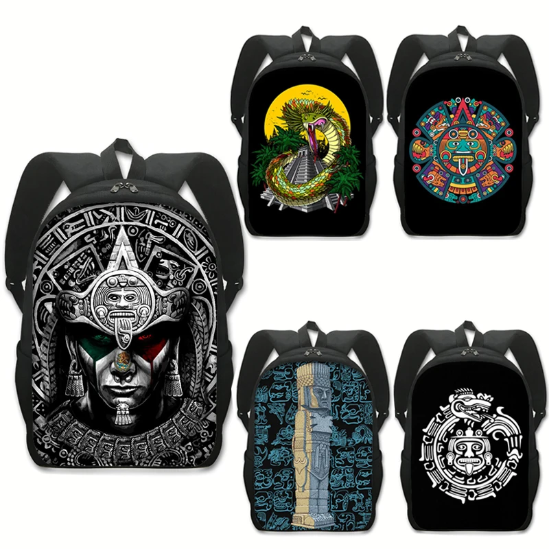 

Mexico Aztec Backpack Women Men Rucksack Maya Quetzalcoatl God Laptop Backpack for Travel Children School Bags Teenager Book Bag