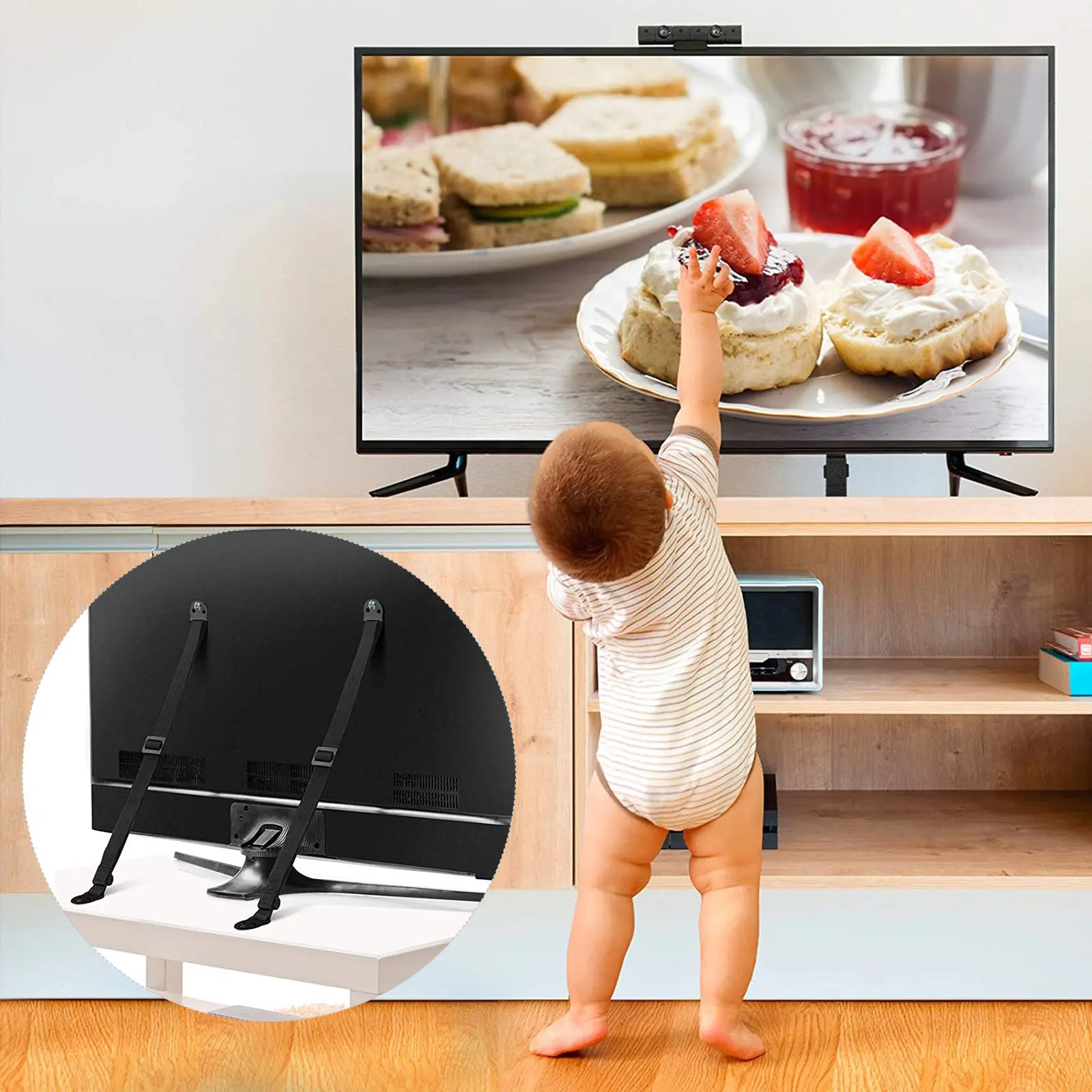 

Комплект из 2 регулируемых ремней для защиты мебели от опрокидывания, усиленные, для экранов, ящиков, шкафов