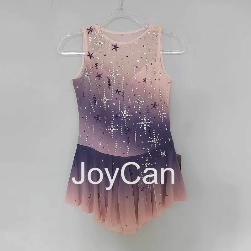 

JoyCan Ice Figure Skating Dress Girls Purple Spandex Stretchy Competition Dance Wear Customized