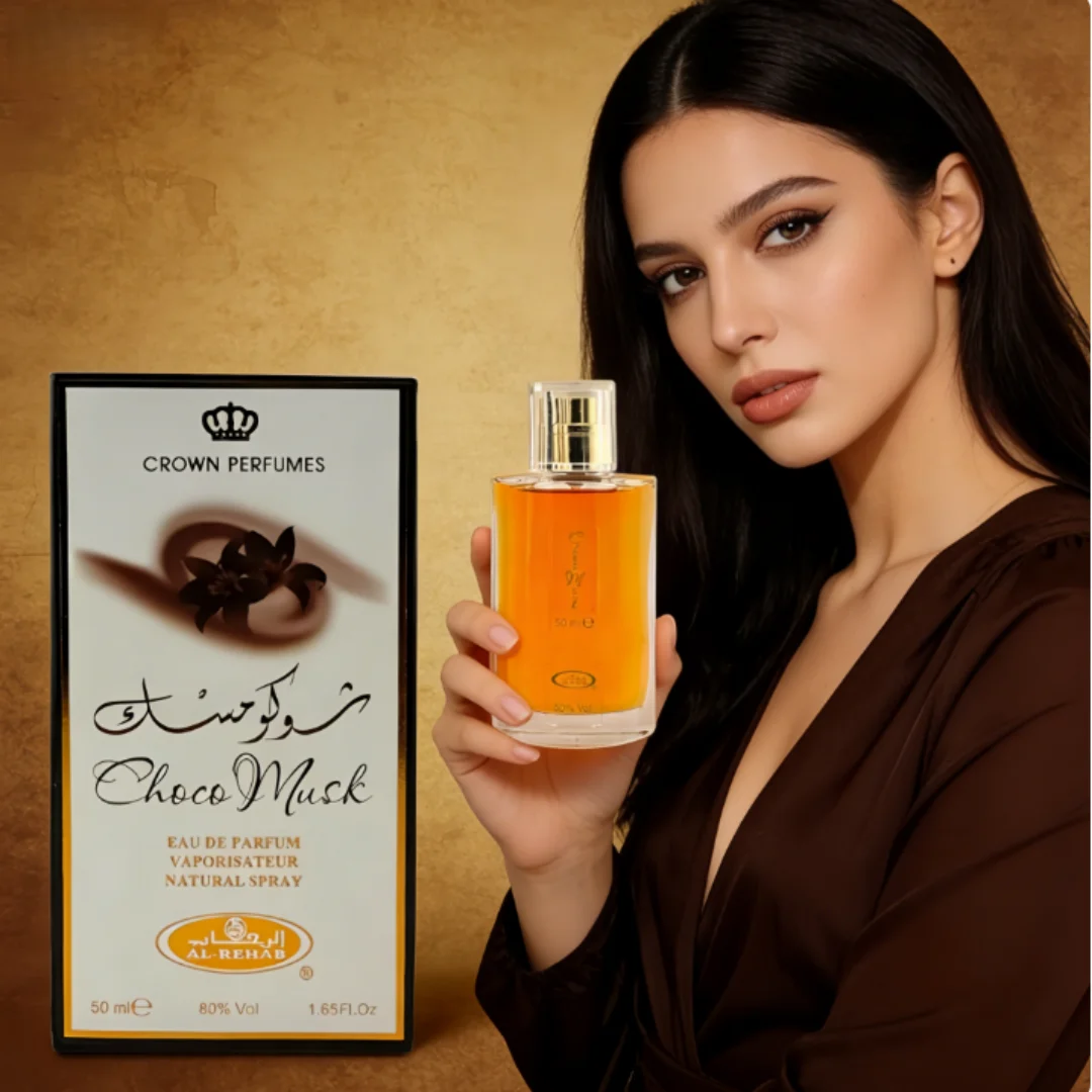 

Роскошный парфюмированный спрей для волос и тела Rehab Choco Musk, женский, 50 мл, арабский, стойкий аромат, натуральный.