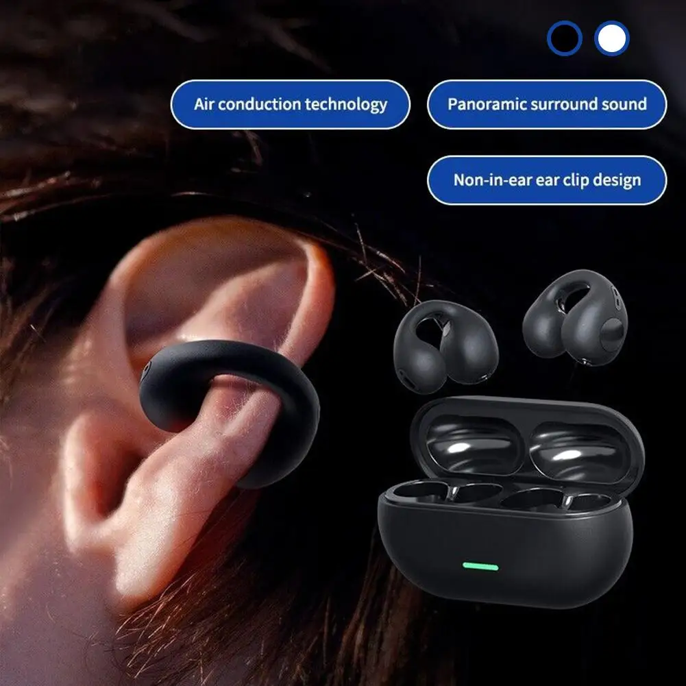 Mini Wireless Earphones Bluetooth Open Ear Phones Earbuds Outdoor Bone Calls Ear With Conduction Mic Clip Sport K0y5