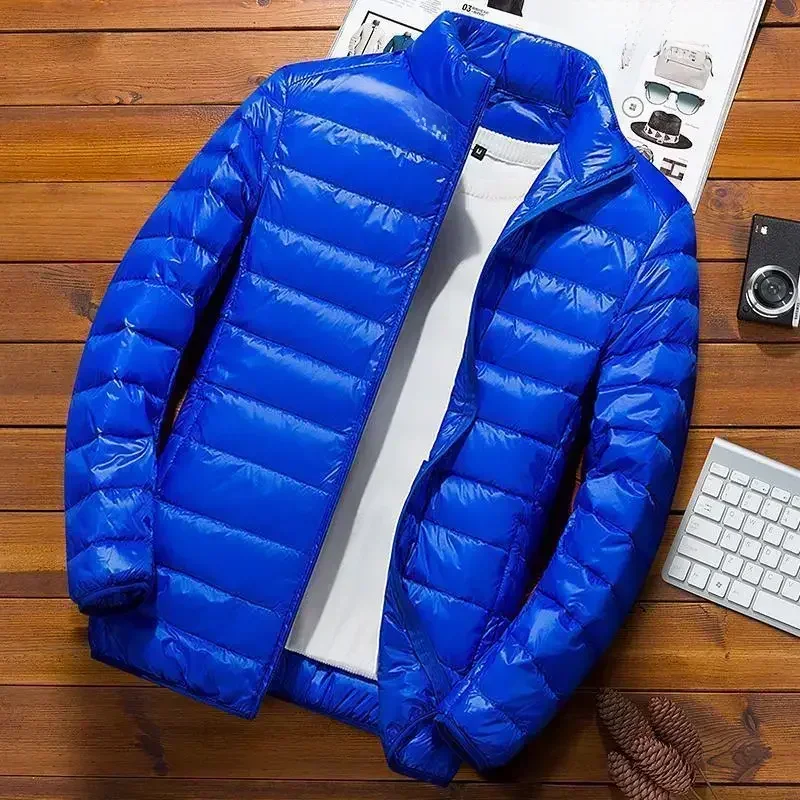 Chaqueta corta fina y ligera con relleno de algodón para hombre, abrigo ultrafino juvenil con cuello levantado, otoño/invierno, nuevo estilo
