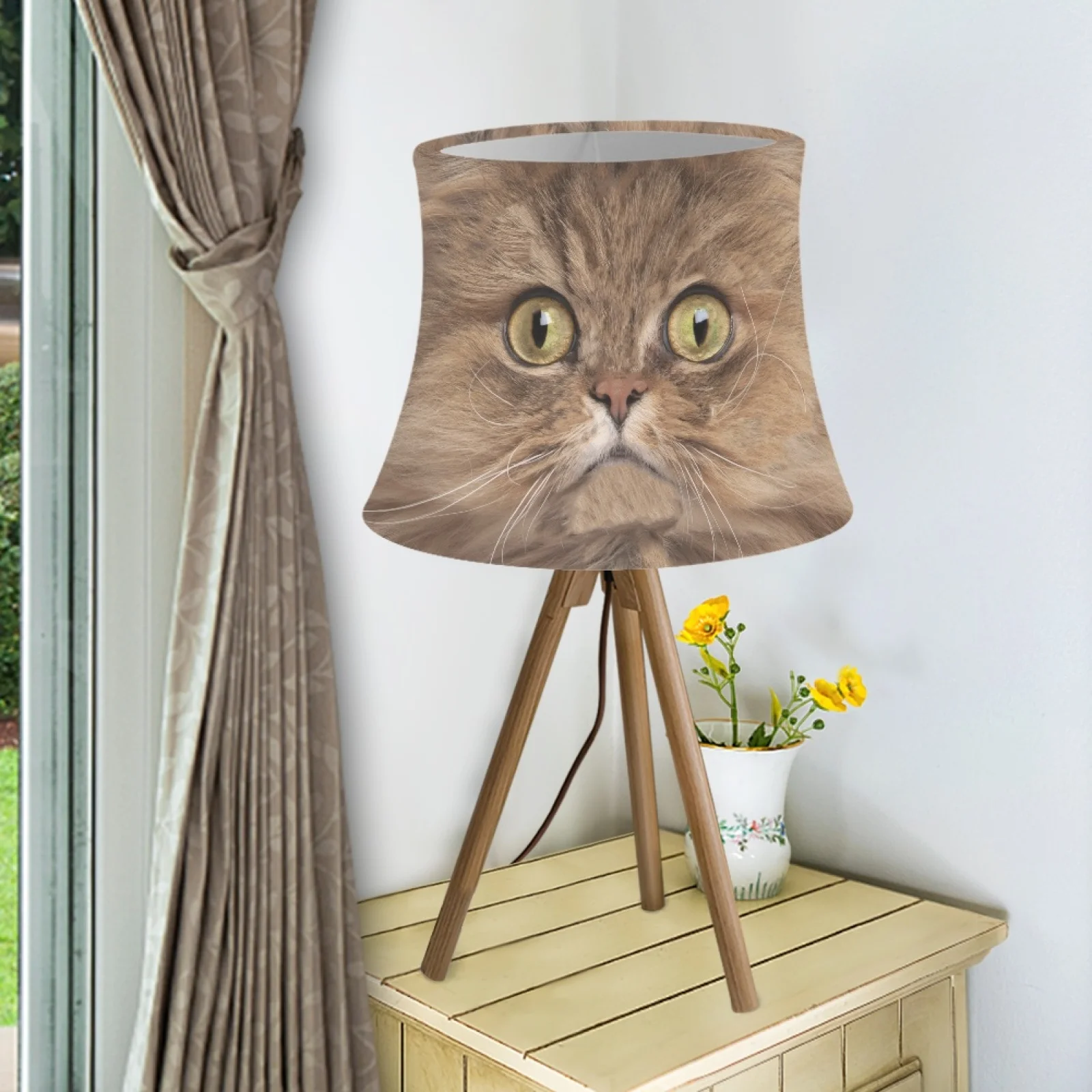 

Lampshades For Living Room Bedroom Cute Cat Face Print Drum Lamp Shade For Table Lamp Cover Lampshade Covers Stretch Cloth