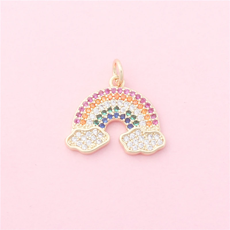 10pcs Brass Inlaid Zircon Rainbow Charms Pendants Accessories For Jewelry Making Diy Bracelet Necklace Earrings