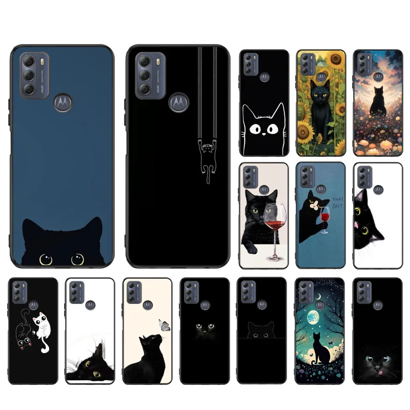 Black Cat Phone Case For Moto G84 G23 G24 G31 G32 G41 G51 G52 G53 G54 G71 G82 G42 G62 G200 G Play G Stylus