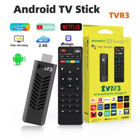 휴대용 TVR3 안드로이드 TV 스틱 RAM 2GB ROM 16GB Amlogic S905L 4K HDR10+ 듀얼 WiFi 2.4G/5.0G 셋톱박스 IPTV 넷플릭스 유튜브