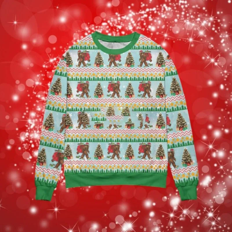 Christmas sweater 2026 New Year sweater, skull 3D round neck buttonless design for couples, Halloween fun sweater