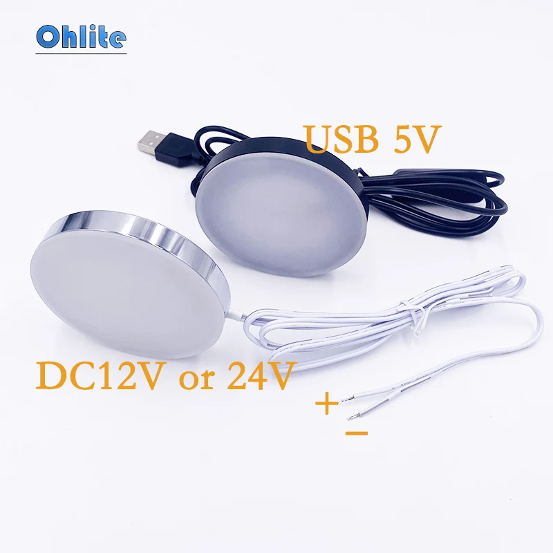 

New USB 5V DC12V 24V LED Indoor Downlight Thin Round Light Display Cabinet Light 3W , For Campervan Cabinet Decorative Lighting