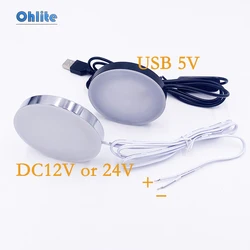 New USB 5V DC12V 24V LED Indoor Downlight Thin Round Light Display Cabinet Light 3W , For Campervan Cabinet Decorative Lighting