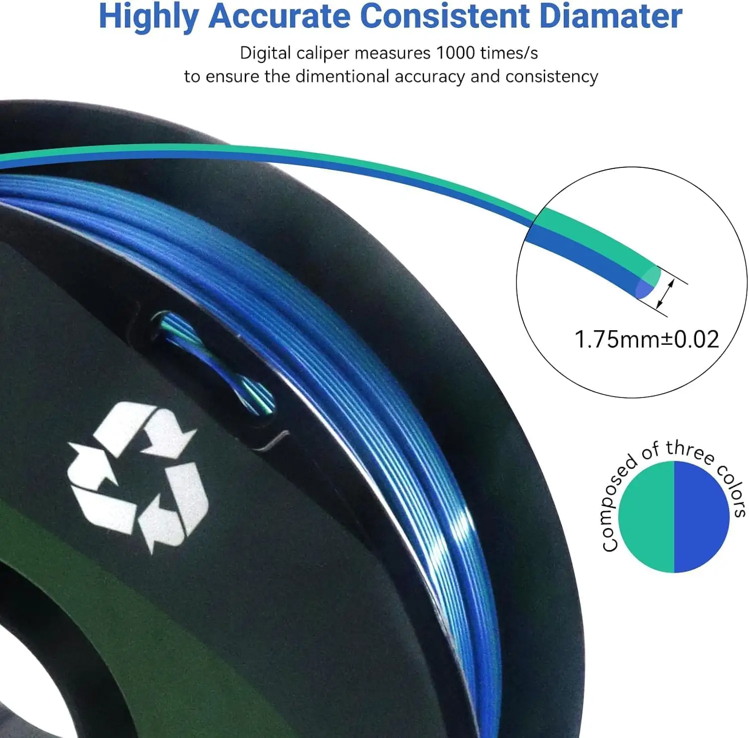 6 Pack Silk Rainbow PLA 3D Printer Filament Bundle,1kg (2.2lbs) 16 Rolls,Dimensional Accuracy +/- 0.02 mm, 1.75 mm