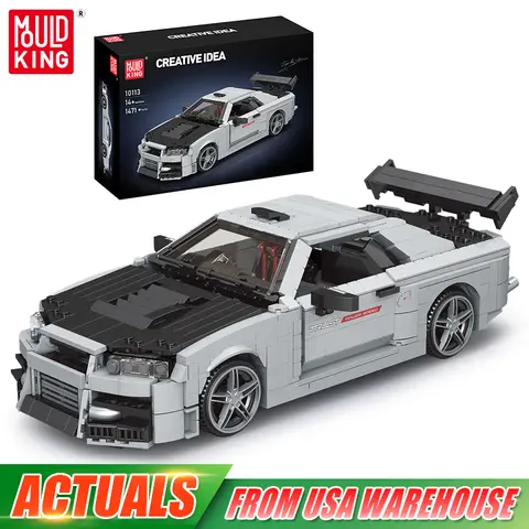 Mould King 10113 Technical Car Toys The Skyline R34 Sport Car Building Block Assembly Car Model Brick Set Kids Christmas Gift