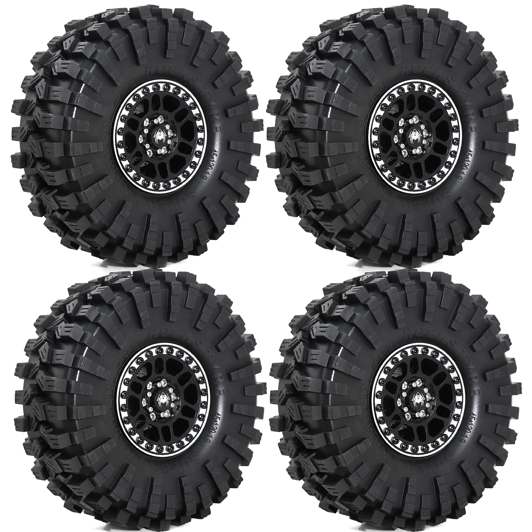 4pcs 1.9 Beadlock Wheel Tire Set For 1/10 Rock Crawler Axial SCX10 II III 90047 D90 TF2 CC01 TRX4 TRX6 RC Car Upgrade Parts