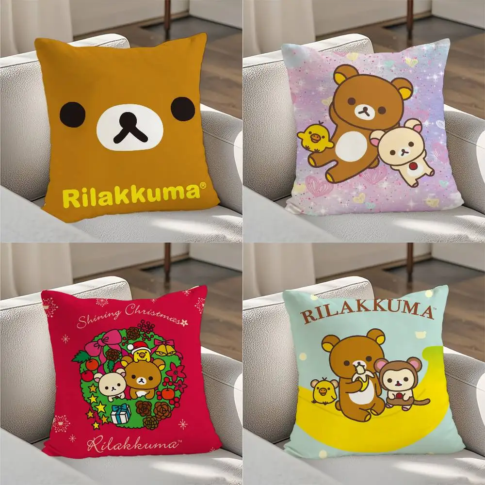 

Cute R-Rilakkuma Pillow Case Luxury Double-sided For Car Pillows 45x45 Cushions Cover Home and Decoration Sofa Pillow case
