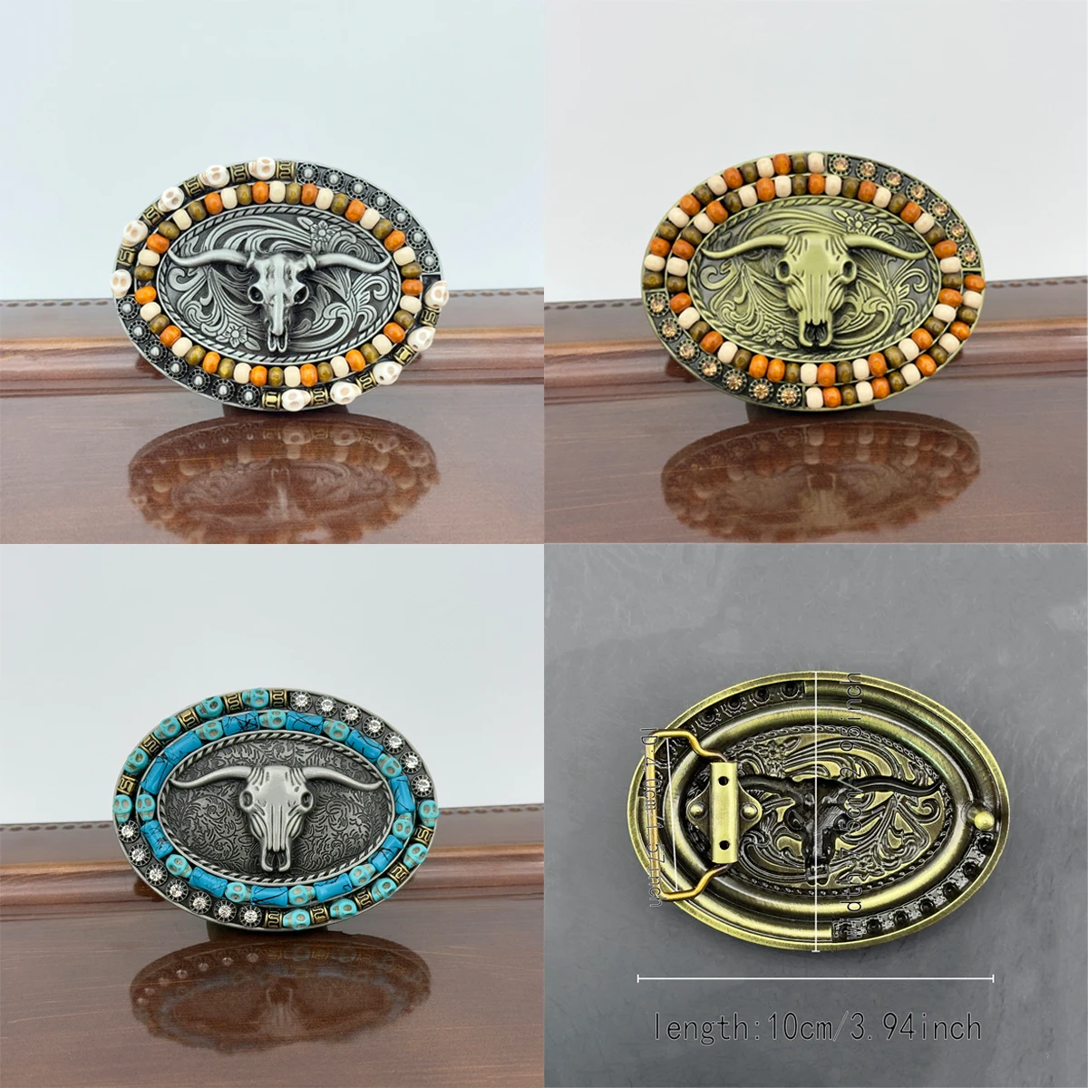 Vintage Western Cowboy Style Bull Pattern Leather Belt Buckle - Zinc Alloy Smooth High-Quality Metal Relief Design