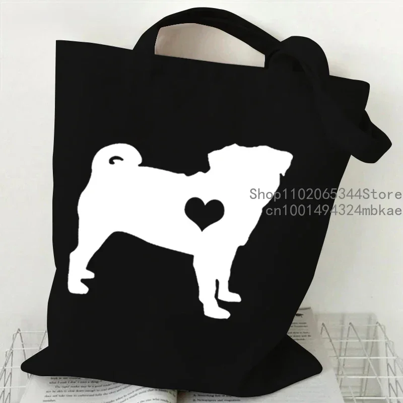 Love Dog Printed Shoulder Bag Women Men Harajuku Shopping Bags Teen Cartoon Canvas Portable Animal Tote Bag Ladies Cute Handbag