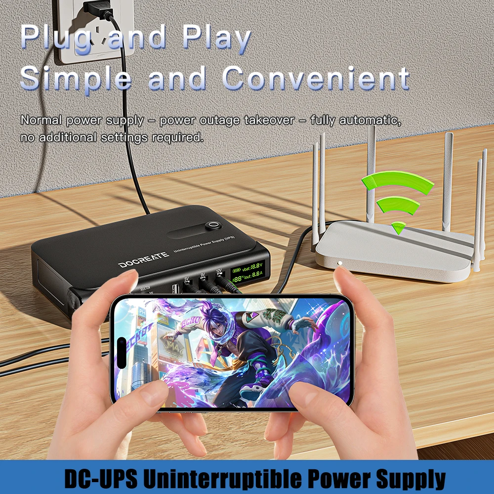 36 واط شاشة ديجيتال UPS إمدادات الطاقة غير المنقطعة 5 فولت 9 فولت 12 فولت محول طاقة احتياطية صغيرة لا بطارية لجهاز توجيه واي فاي DC1036L #5