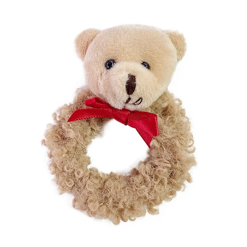 New Kids' Plush Hair Scrunchies - Bear Pom-pom & Rabbit Ear Styles, Soft No-pull Elastic Bands for Girls' Daily Hairdos.