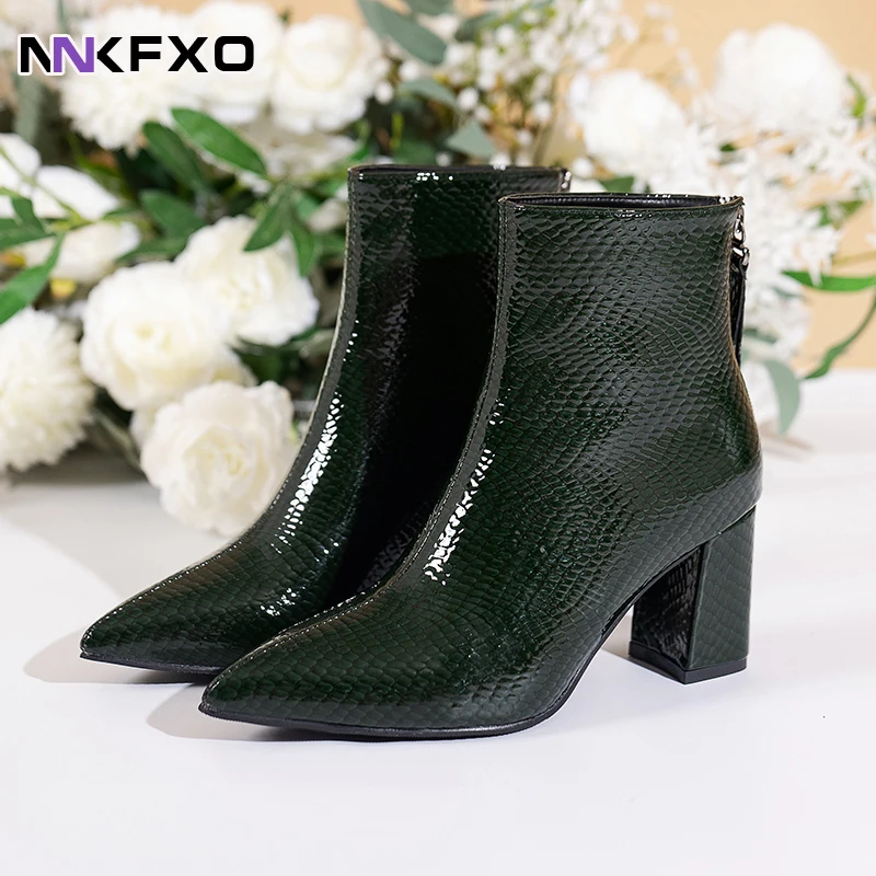 

2023 Women's New Ankel Boots Female Autumn Winter Fashion Classic Short Boots PU Leather Waterproof Boot Rear Zipper Boots QB435