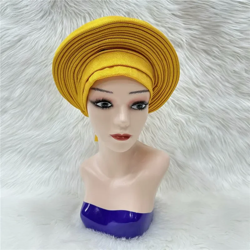 Nigerian gel headgear, with stone bead, already made auto, turban, afro aso ebi gel aso oke, wide brim headgear 18L1072201