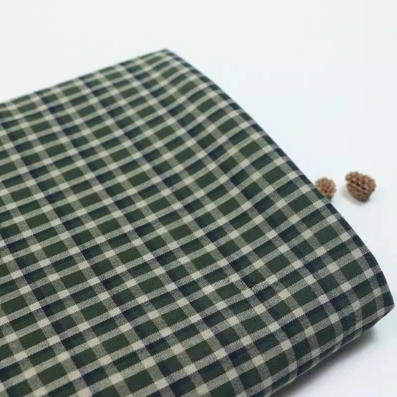 

1 метр ретро-ткани в клетку оливкового цвета из полиэстера и хлопка, окрашенной в пряже, для дизайнерских осенне-зимних женских платьев, штор, рукоделия и поделок своими руками