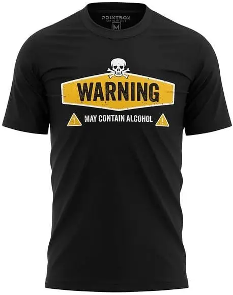 Warning May Contain Alcohol Shirt, Funny Drinking Shirts for Men, Gift for Dad, Graphic T-Shirt Sarcastic Party Tee