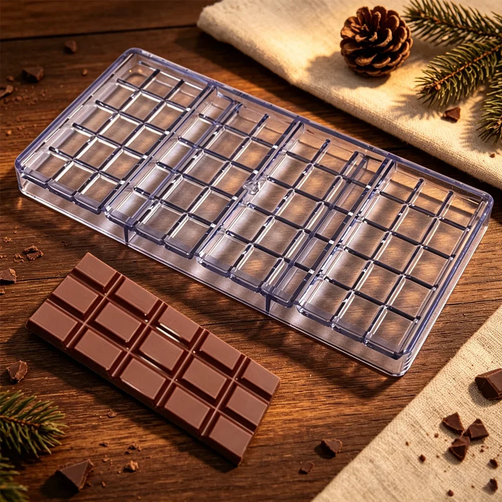 Polycarbonate Chocolate Bar Mold Clear Chocolate Tablet Mould Confectionery Baking Tool for Homemade Candy Making
