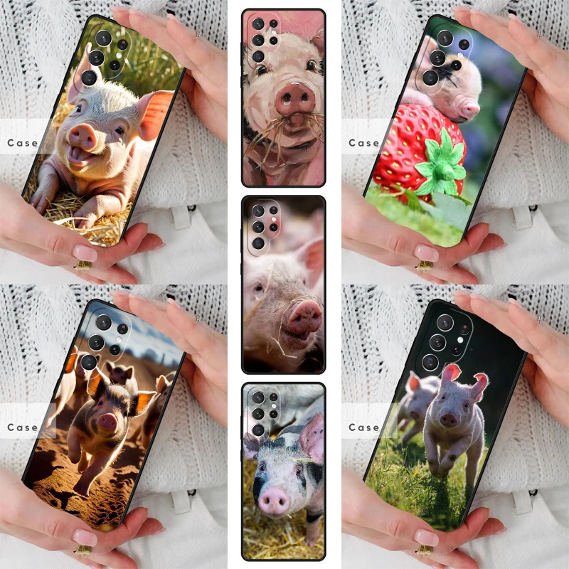 Baby Pig Strawberry TPU Phone Case for Samsung Galaxy S26 S25 S24 S23 S22 S21 S20 Note10 Plus FE Ultra Cover