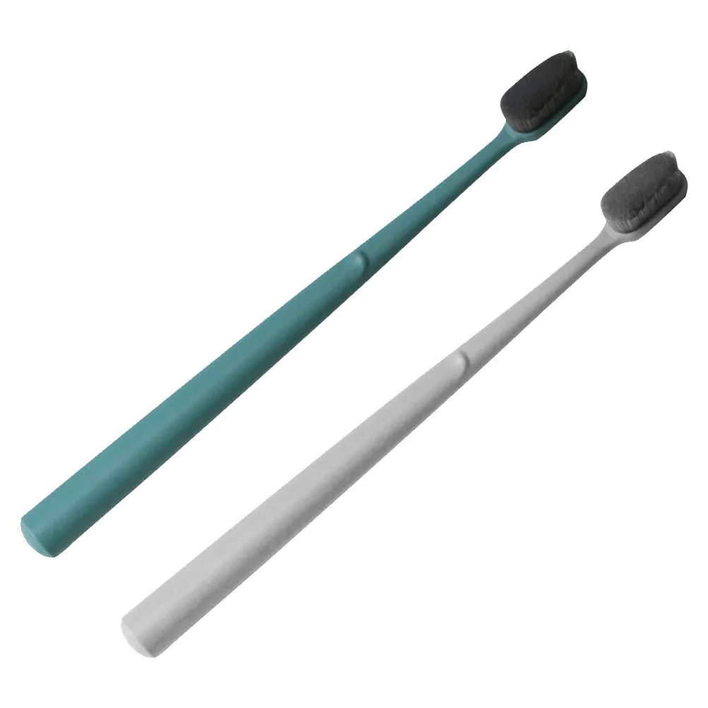 

2Pcs Portable Adult Toothbrushes Premium Nylon Silk Bristles Soft Ergonomic Design for Effective Teeth Cleaning Oral Care Single