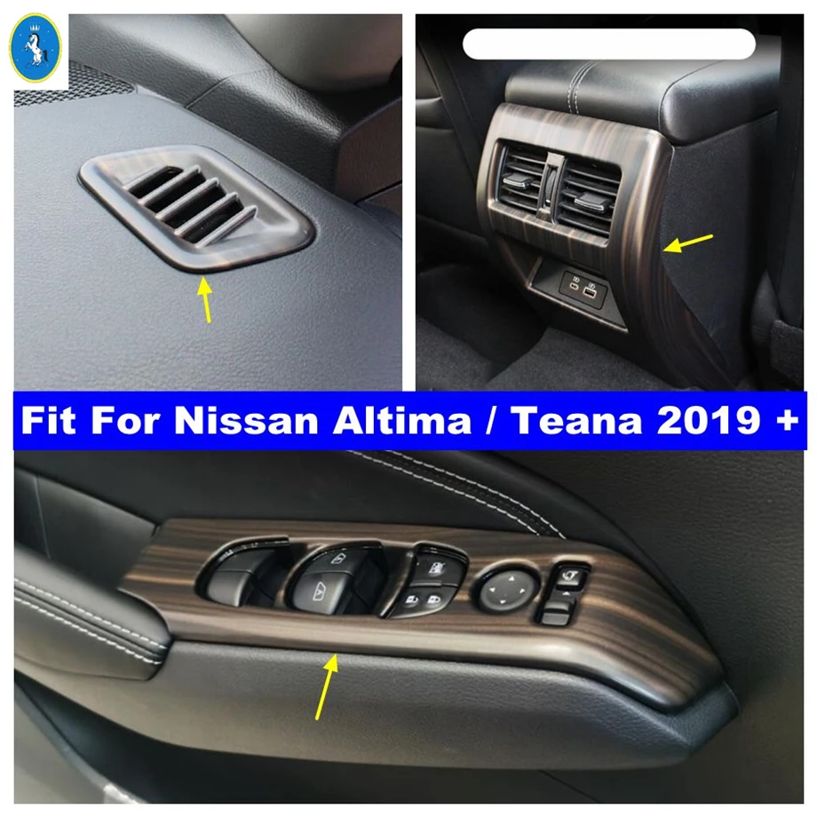 

Car Air AC Outlet Vent Window Lift Button Panel Cover Trim For Nissan Altima / Teana 2019 - 2023 Wood Grain Interior Accessories