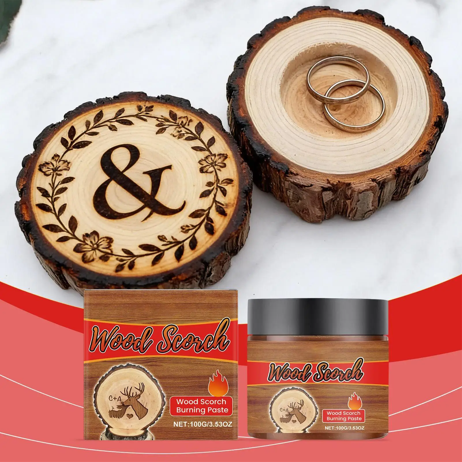Wood Burning Paste 100g Precision Etching Gel for DIY Branding & Art Creation Beginner-Friendly Burner Paste for Wood Projects