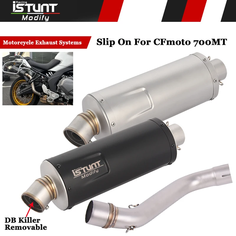 Motorcycle Exhaust Systems Slip On For CFmoto 700MT 2025-2027 Stainless Steel Middle Link Pipe Escape 51mm Muffler DB Killer