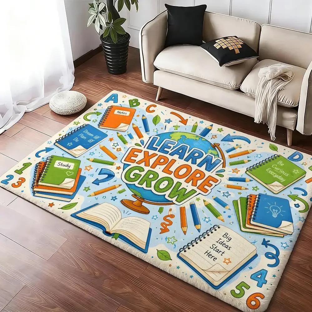 Learning and exploration materials globe notebook colored pencils Flags Aesthetic Wall Tapestry Printed Wall Hanging Living Room
