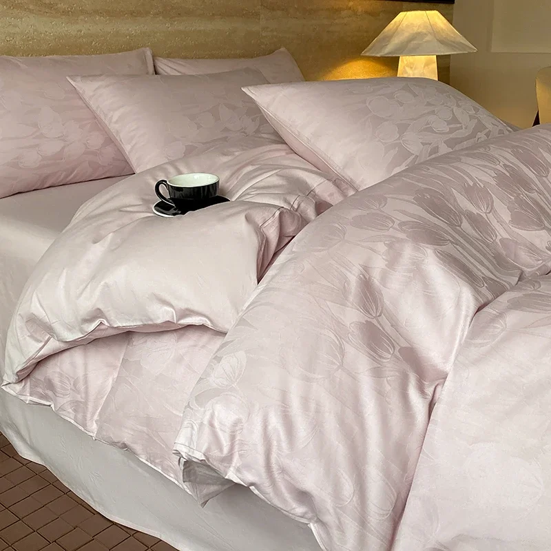 4Pcs Light Luxury Style Pure Cotton Class A Maternal And Infant Grade 160 Counts Long Staple Cotton Bedding Duvet Cover 200x230