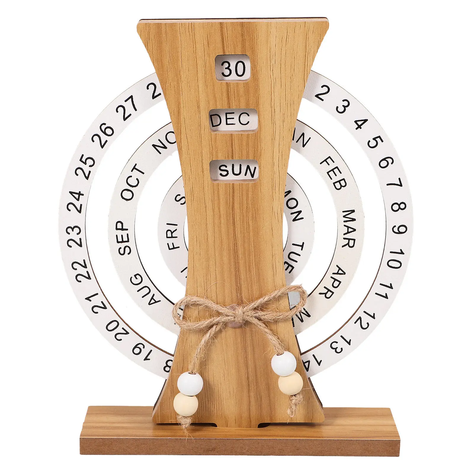 

Elegant Wooden Perpetual Calendar Desk Decorative Disc Home Office Supply Yearly Use Perpetual Desk Calendar Office Supply