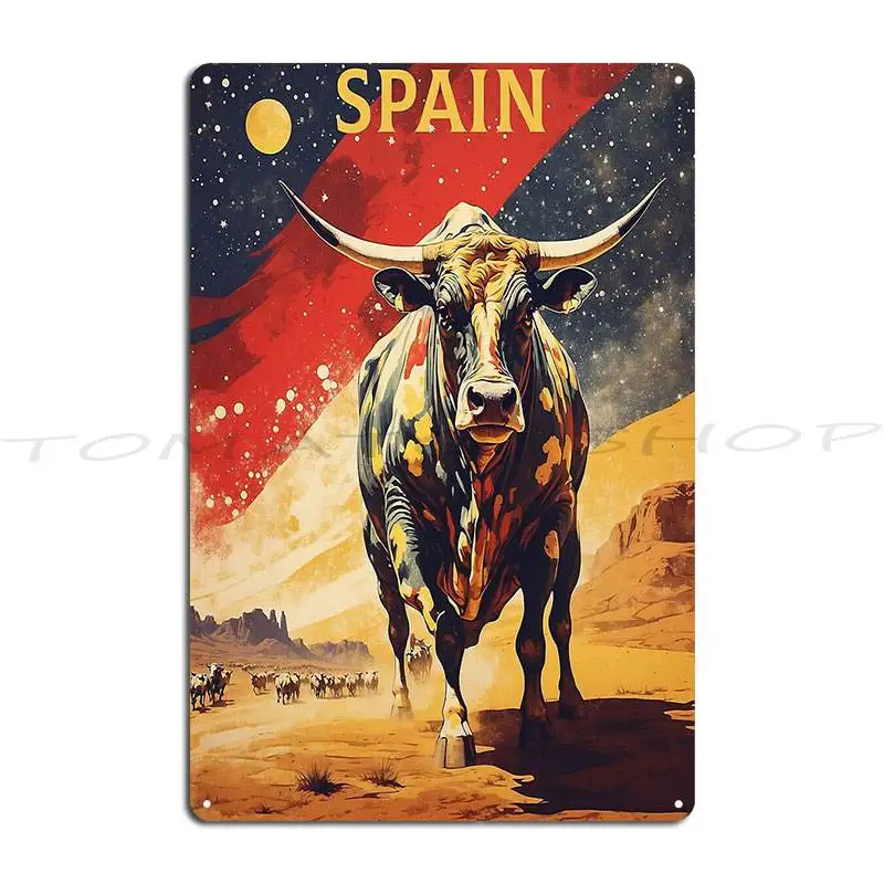 Spain Running Of The Bulls Tourism Vintage Metal Plaque Poster Mural Cinema Create Garage Plaques Design Tin Sign Poster