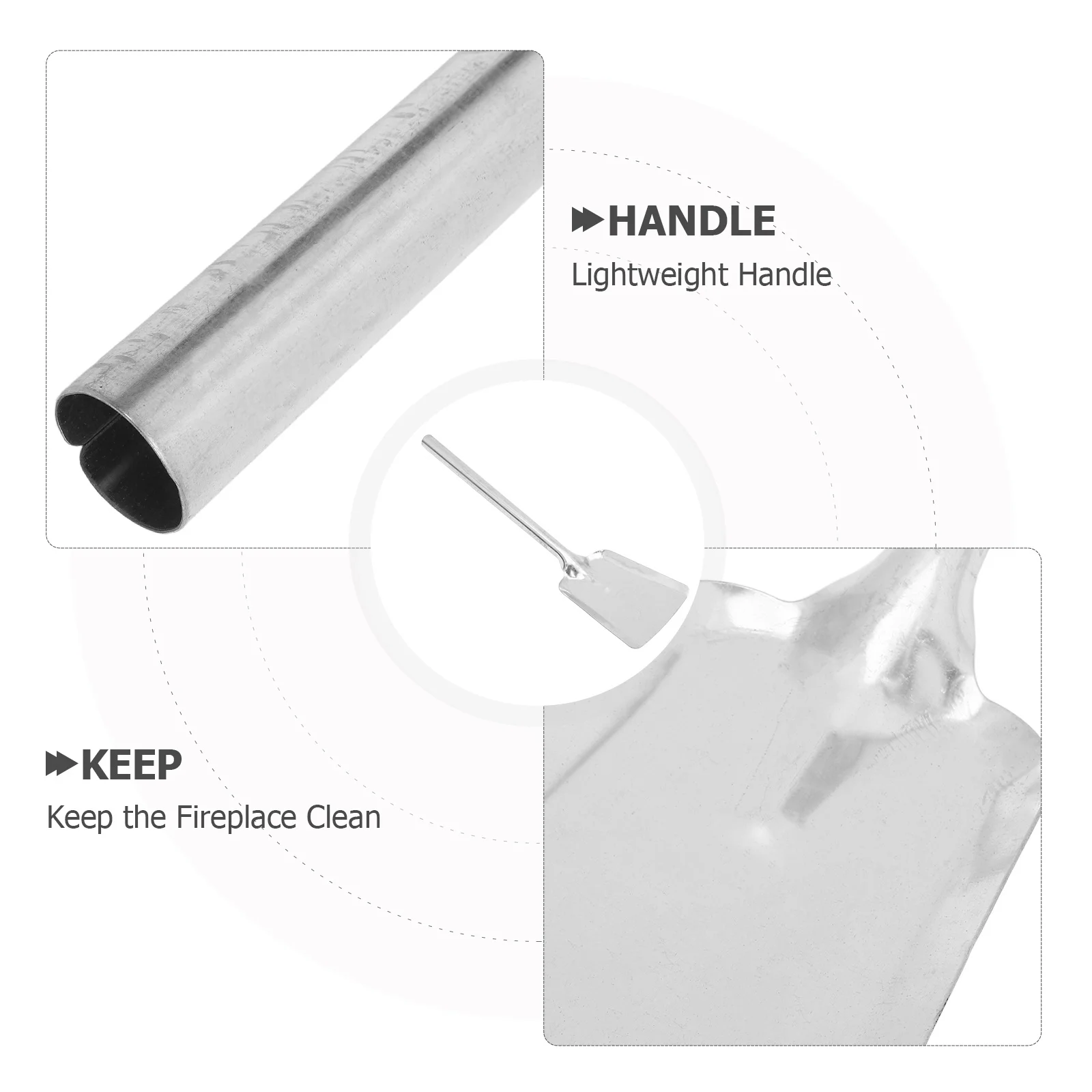 Pá de cinzas para lareira, colher de metal, alta resistência ao calor, aderência ergonômica para lareiras internas, grelhas a carvão, fogões a lenha
