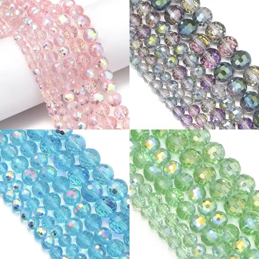 6/8/10mm AB Color Austrian Crystal Glass Beads 96-Face Flat Round Glass Loose Beads For Jewelry Making Bracelets DIY Accessories